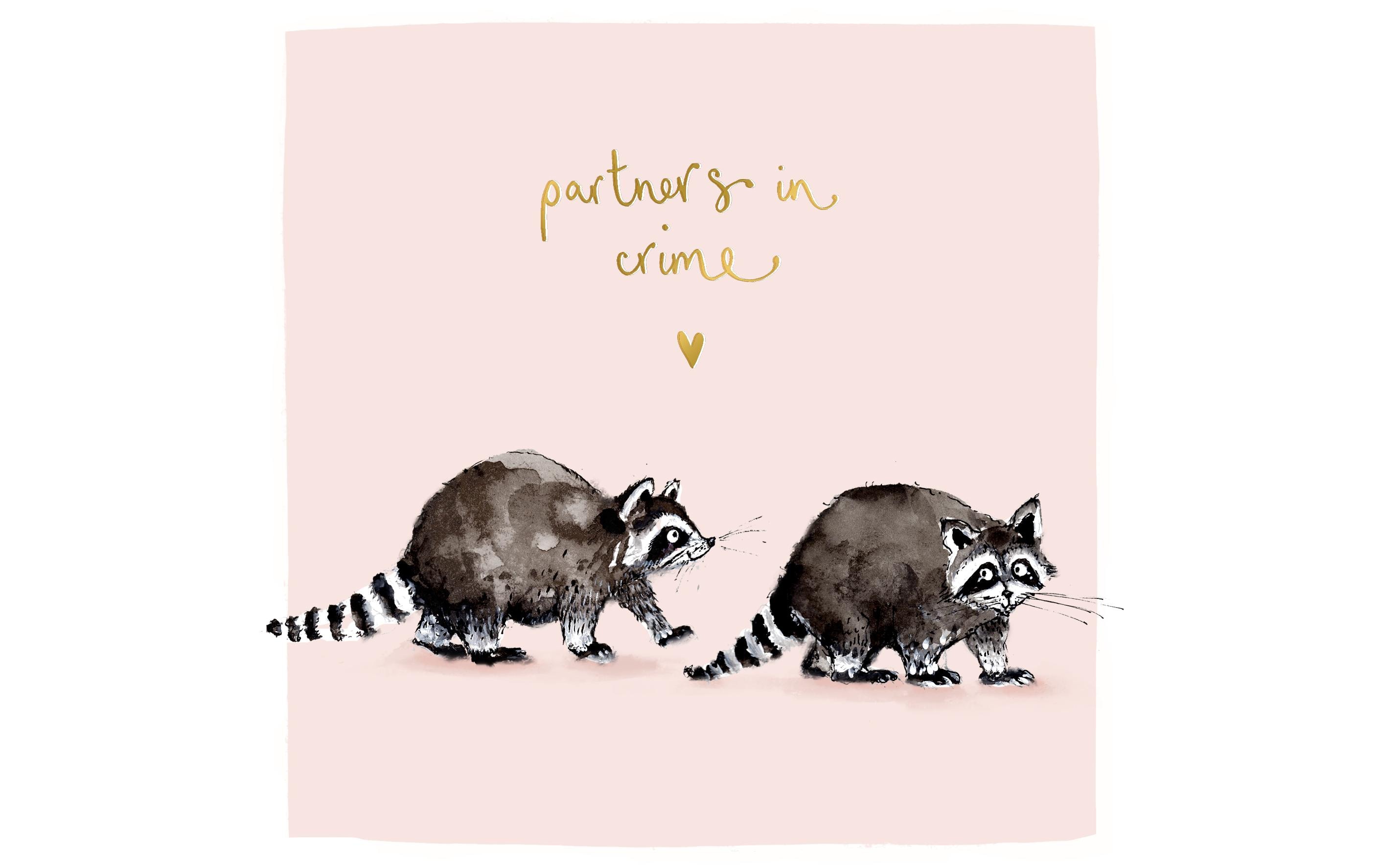 Glückwunschkarte Partners in crime 15 x 15 cmGrusskarte zum Valentintstag oder Jubiläum