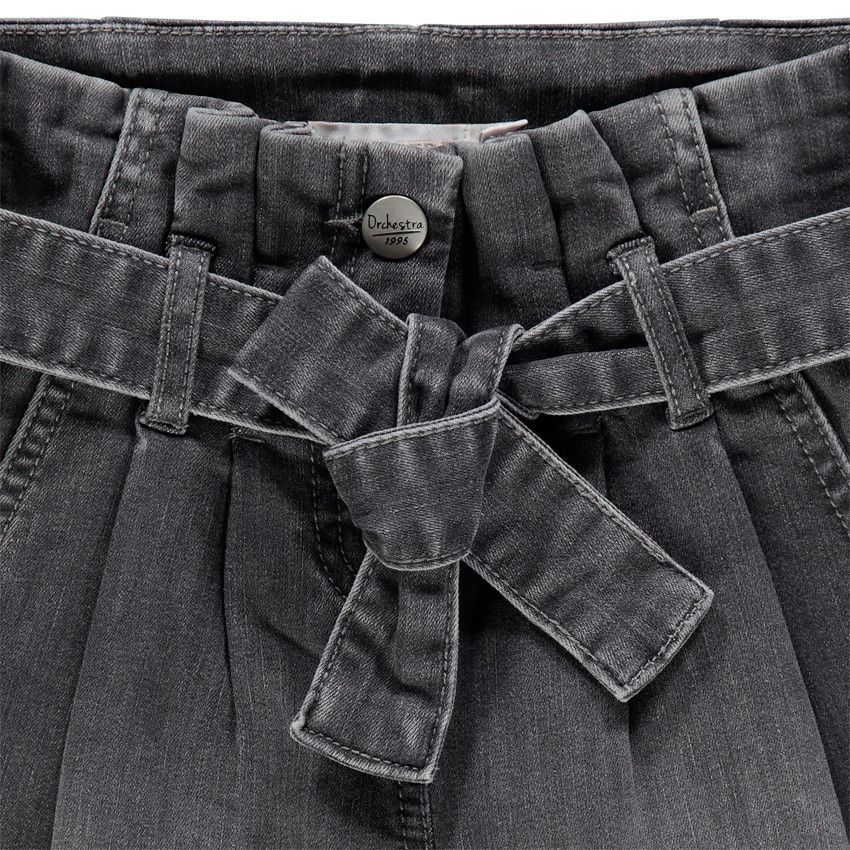 Jean forme palazzo effet used - Gris chiné