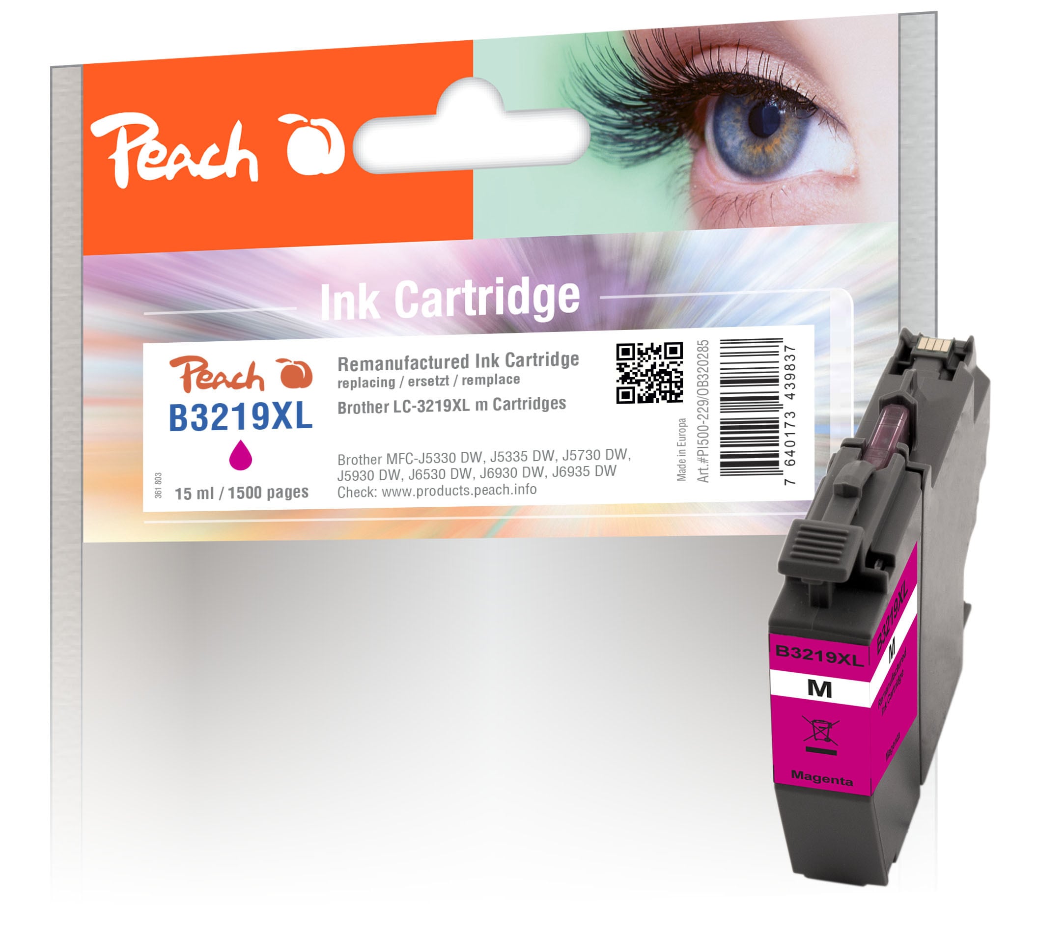 Peach B3219 XLM Druckerpatrone XL ma ersetzt Brother LC-3219XLM für z.B. Brother MFCJ 5730 DW, Brother MFCJ 5330 DW, Brother MFCJ 5335 DW (wiederaufbereitet)