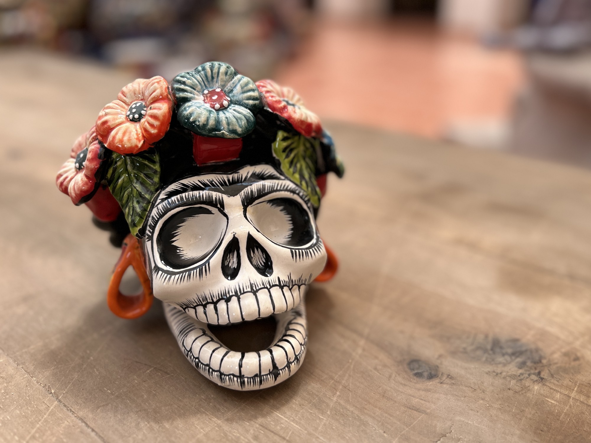 Keramikarbeit 'Craneo Frida', B 18 cm, T 18 cm, H 15 cm von fischer's lagerhaus