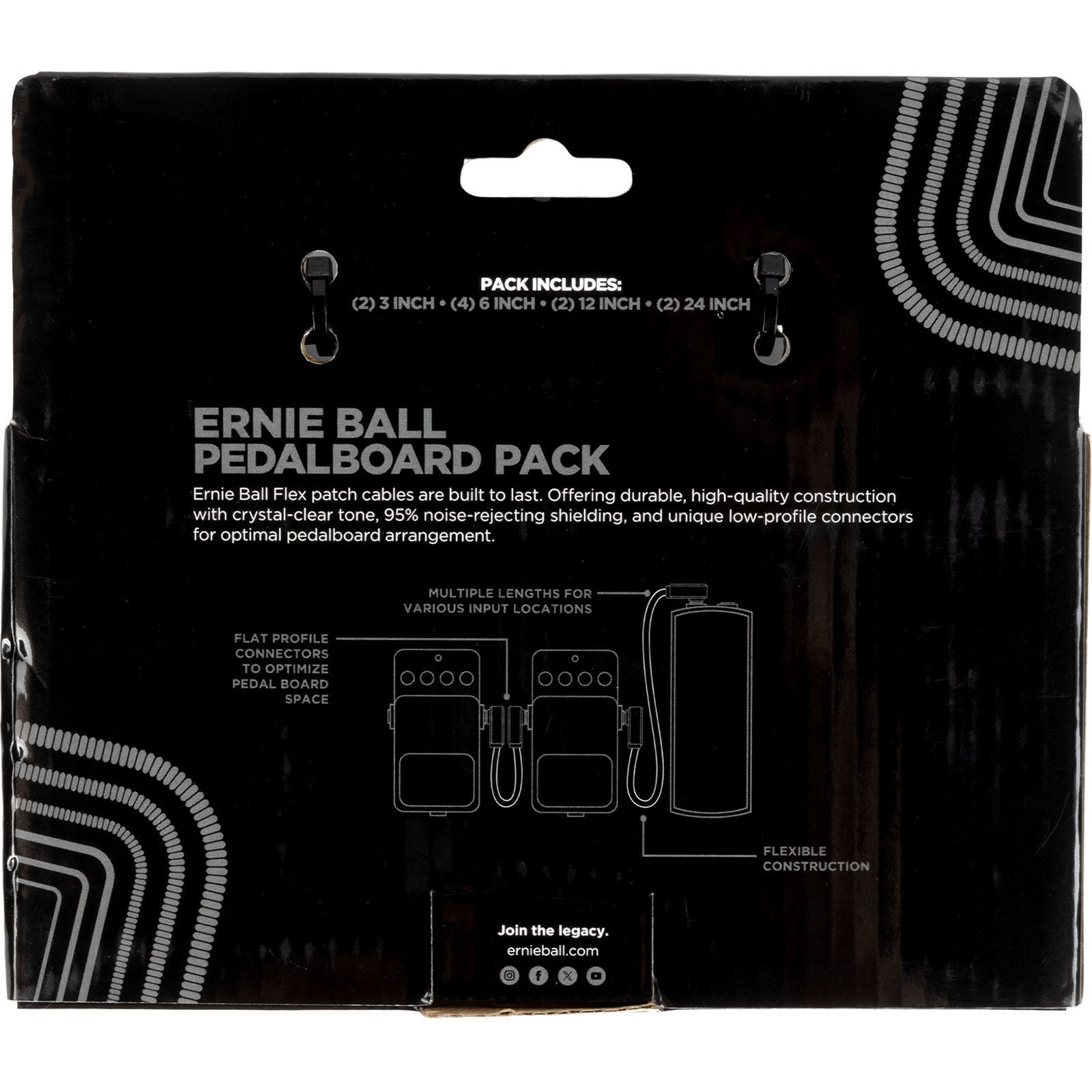 Ernie Ball 6462 Flex Patch Black Multipack patchkabels (set van 10)