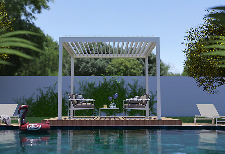 Pergola manuelle bioclimatique autoportante aluminium Cameo 3,14 x 3,14 m