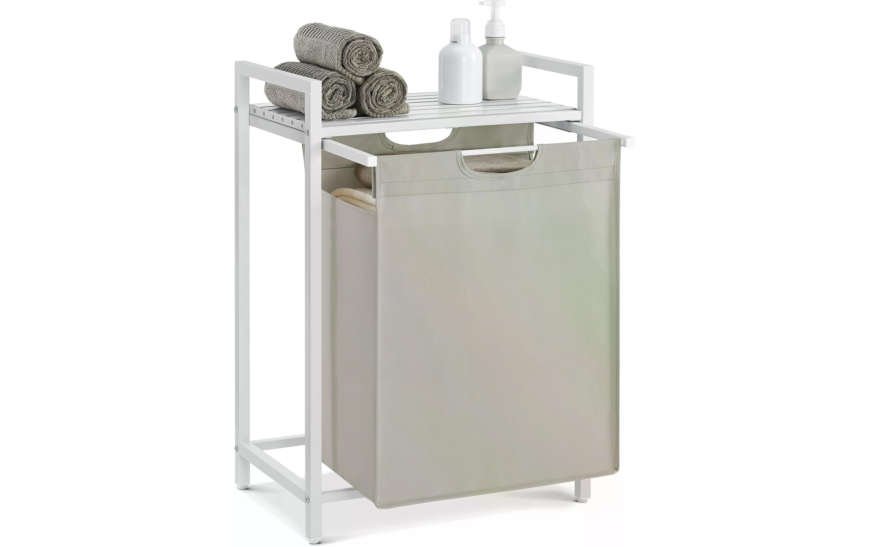 Wäschekorb mit Ablage 65 l, WeissWäschesammler