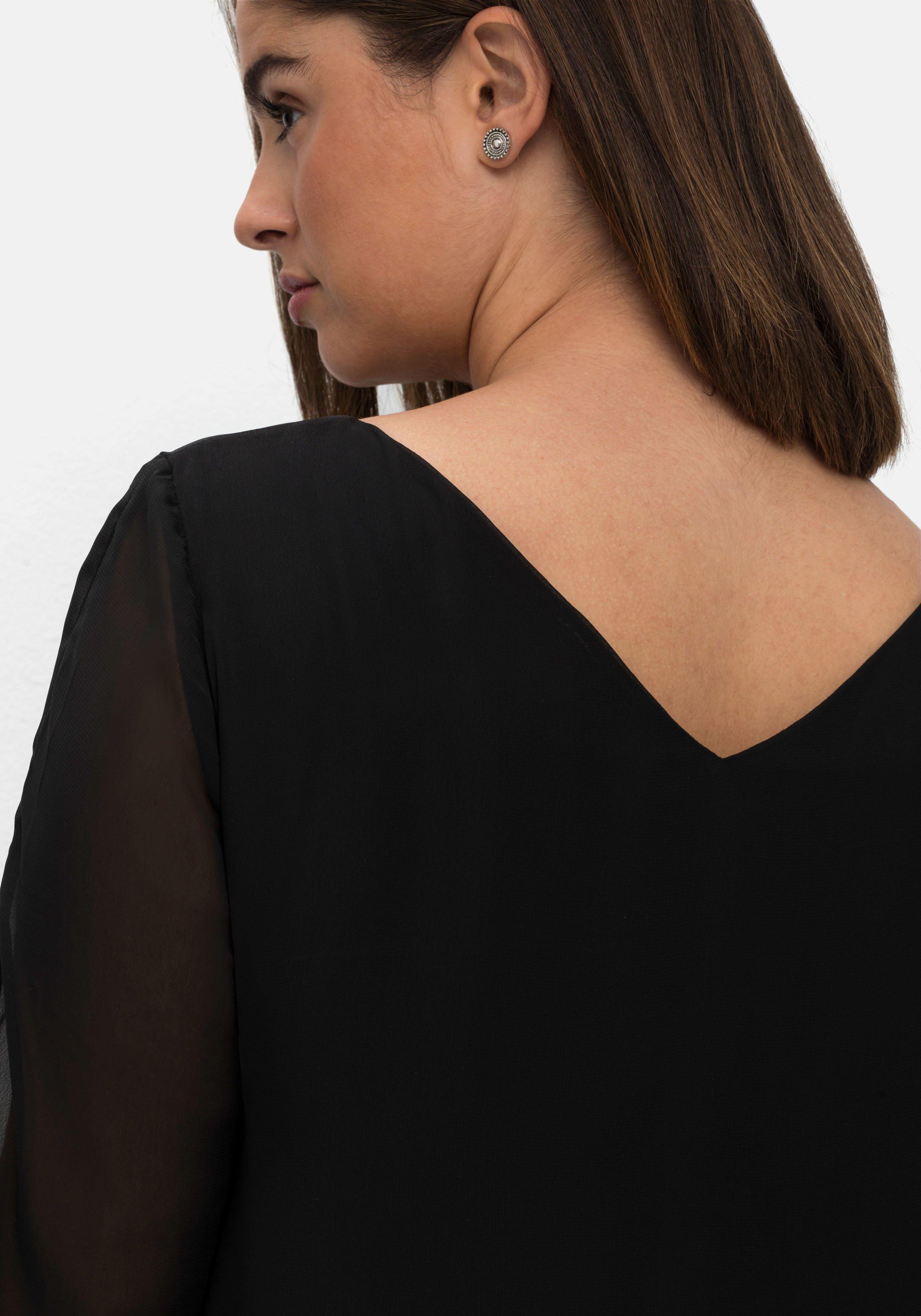 Chiffonkleid mit 3/4-Ärmeln, in Midilänge