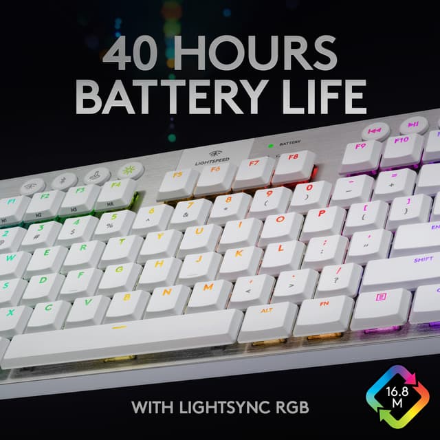 Logitech G915 Lightspeed tenkeyless trådløst gamingtastatur (hvid)