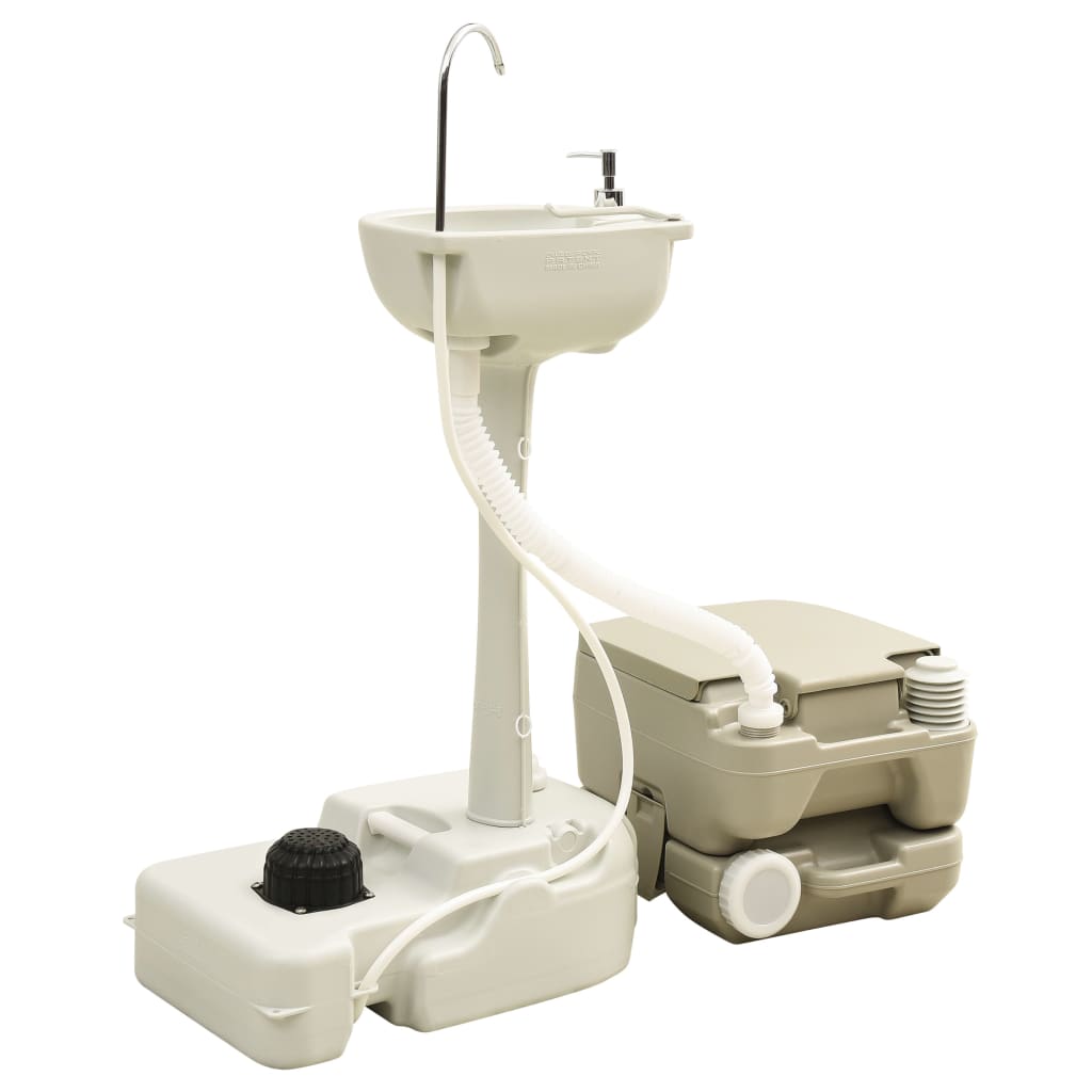 Conjunto de vaso sanitário e pia para camping Vidaxl