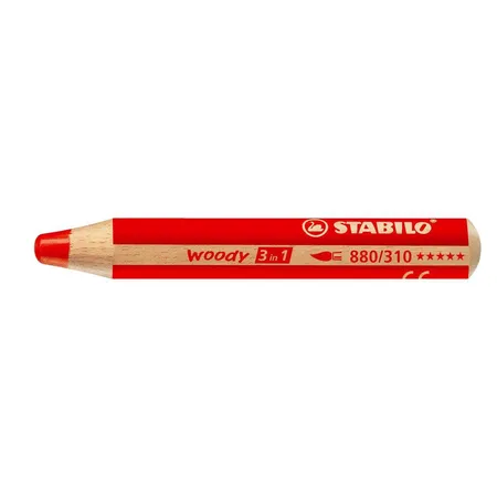 Buntstift, Wasserfarbe & Wachsmalkreide - STABILO woody 3 in 1 - Einzelstift - carminrot
