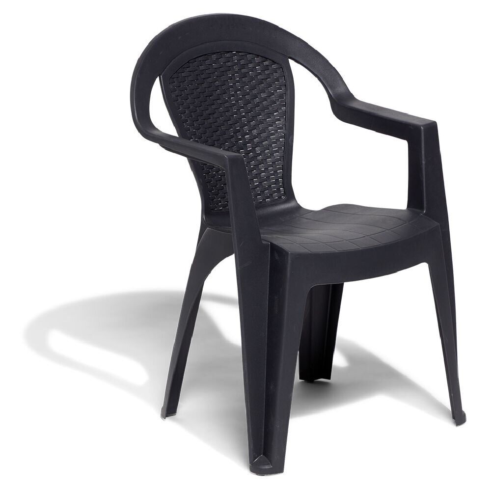 Fauteuil monobloc VIVA plastique gris avec dossier tressé 56x53xH80cm
