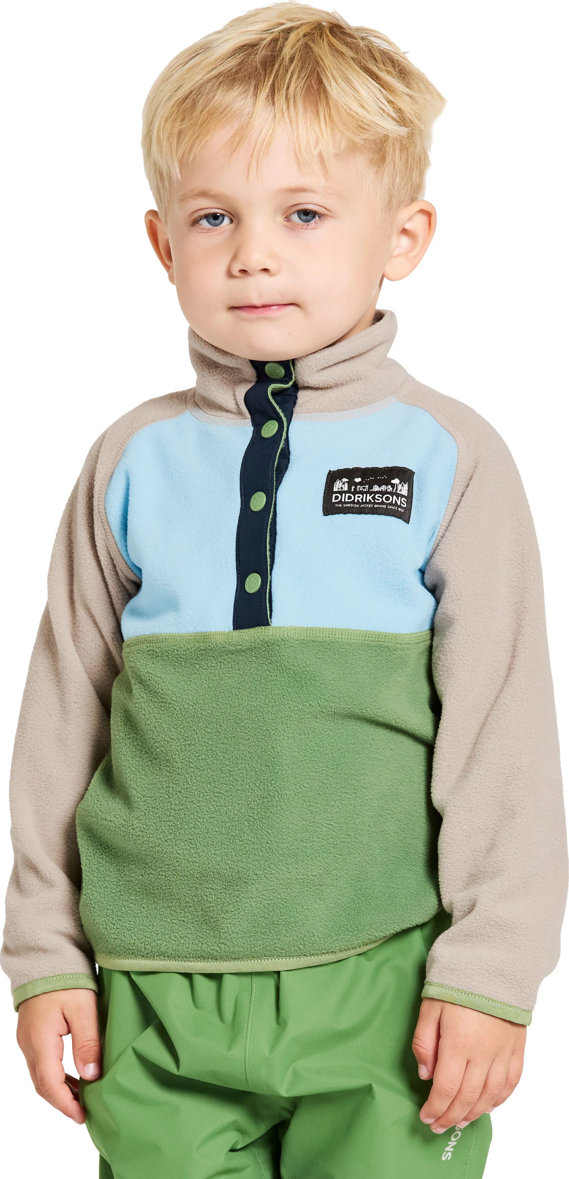 Didriksons Kids' Monte Half Button 4 Algae Green