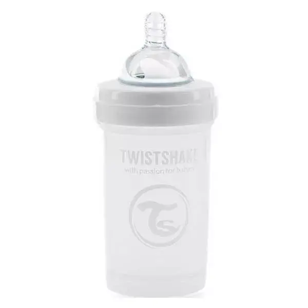Mamadeira anticólica Twistshake branca +0m 180ml