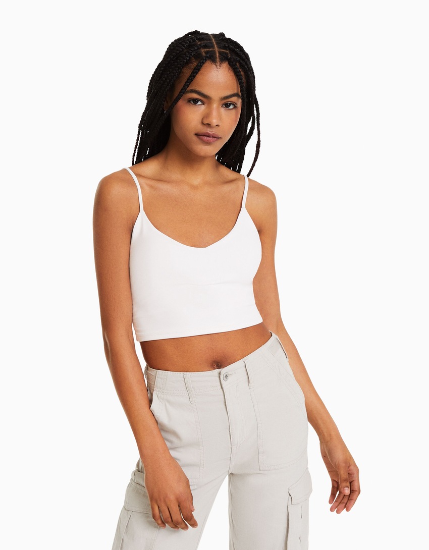 Top cropped de alças finas