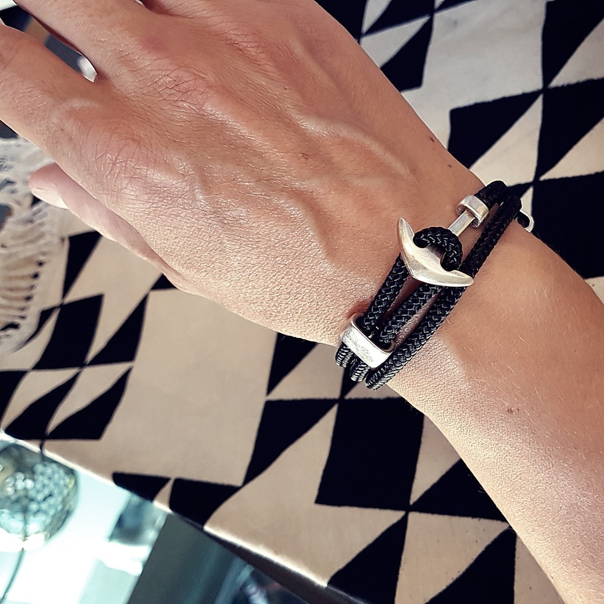 Bracelet ancre beige homme fait main