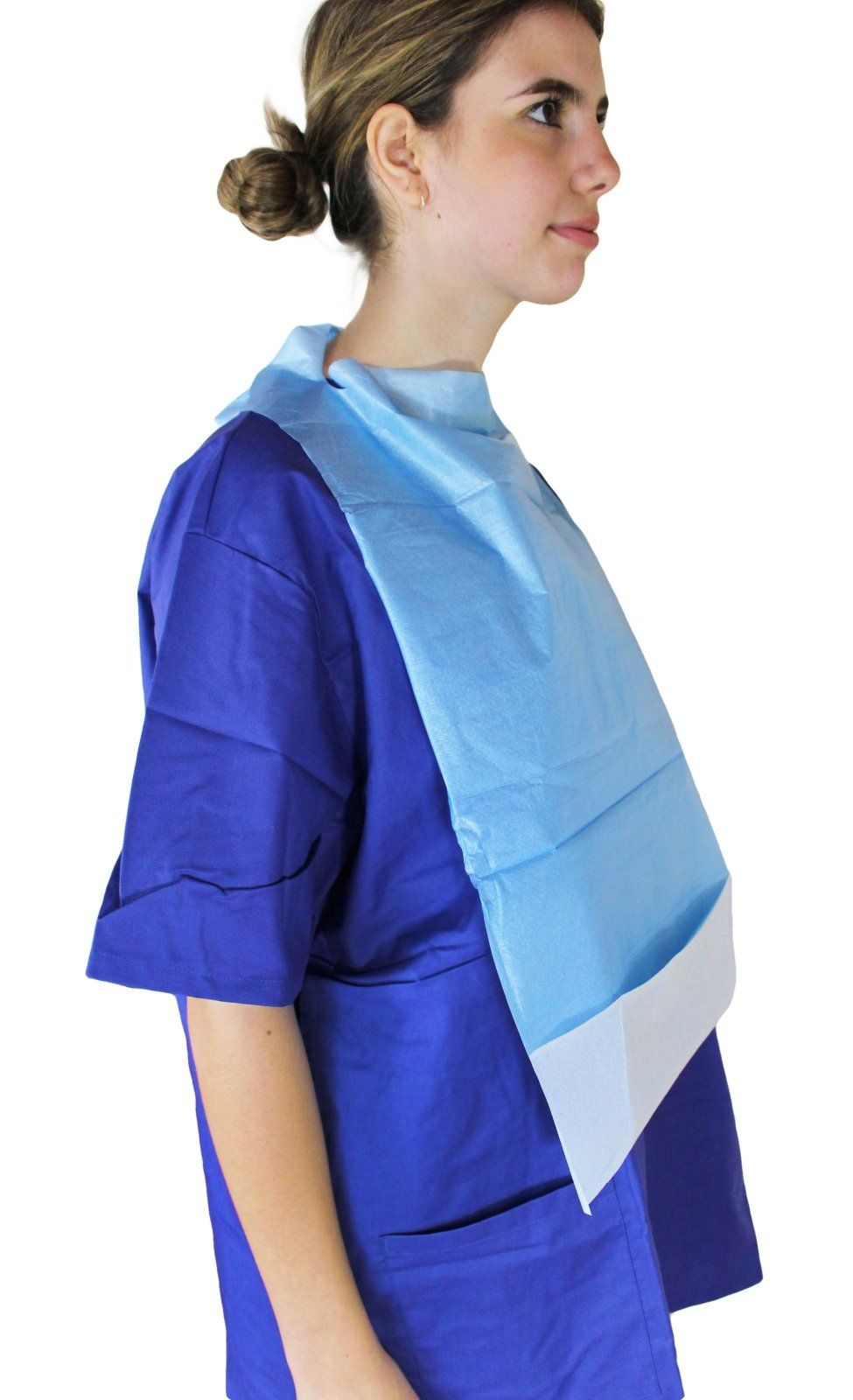 Medi-Inn Einmal Esslätzchen mit Auffangtasche 36 cm blau