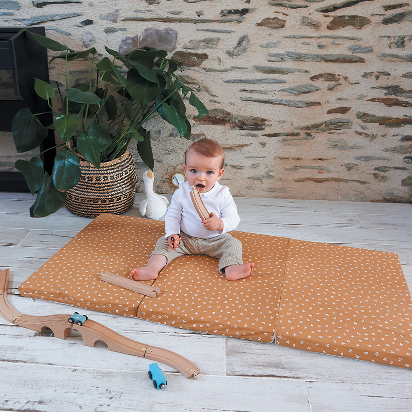 Matelas pliant de voyage 3 parties pour lit bébé - Camel