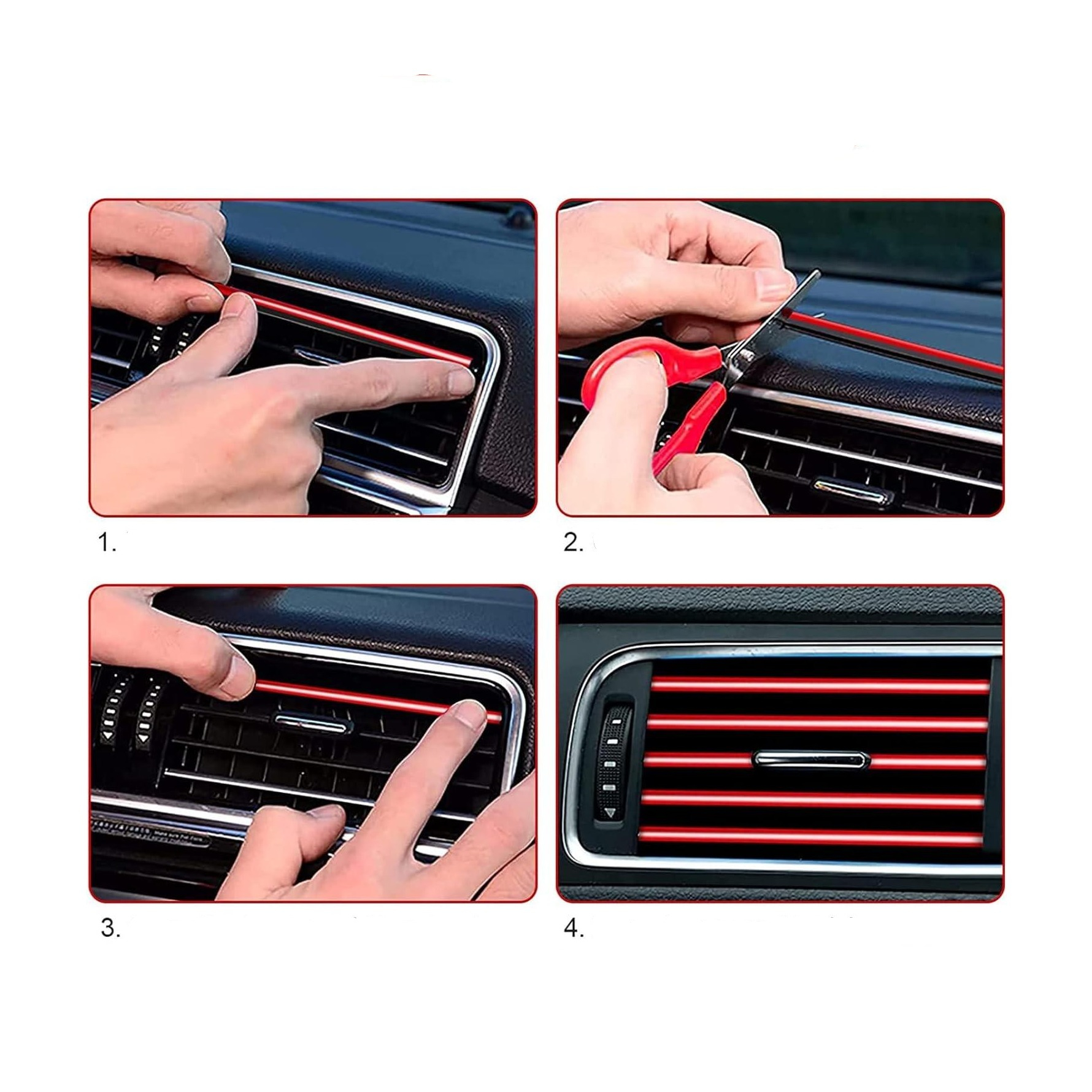 (10er Set) 20cm Auto Lüftungsgitter Dekoration KFZ Innenraum Accessoire - Rot