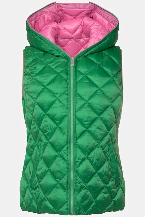 Wende-Steppweste, wasserabweisend, Kapuze, Zipper
