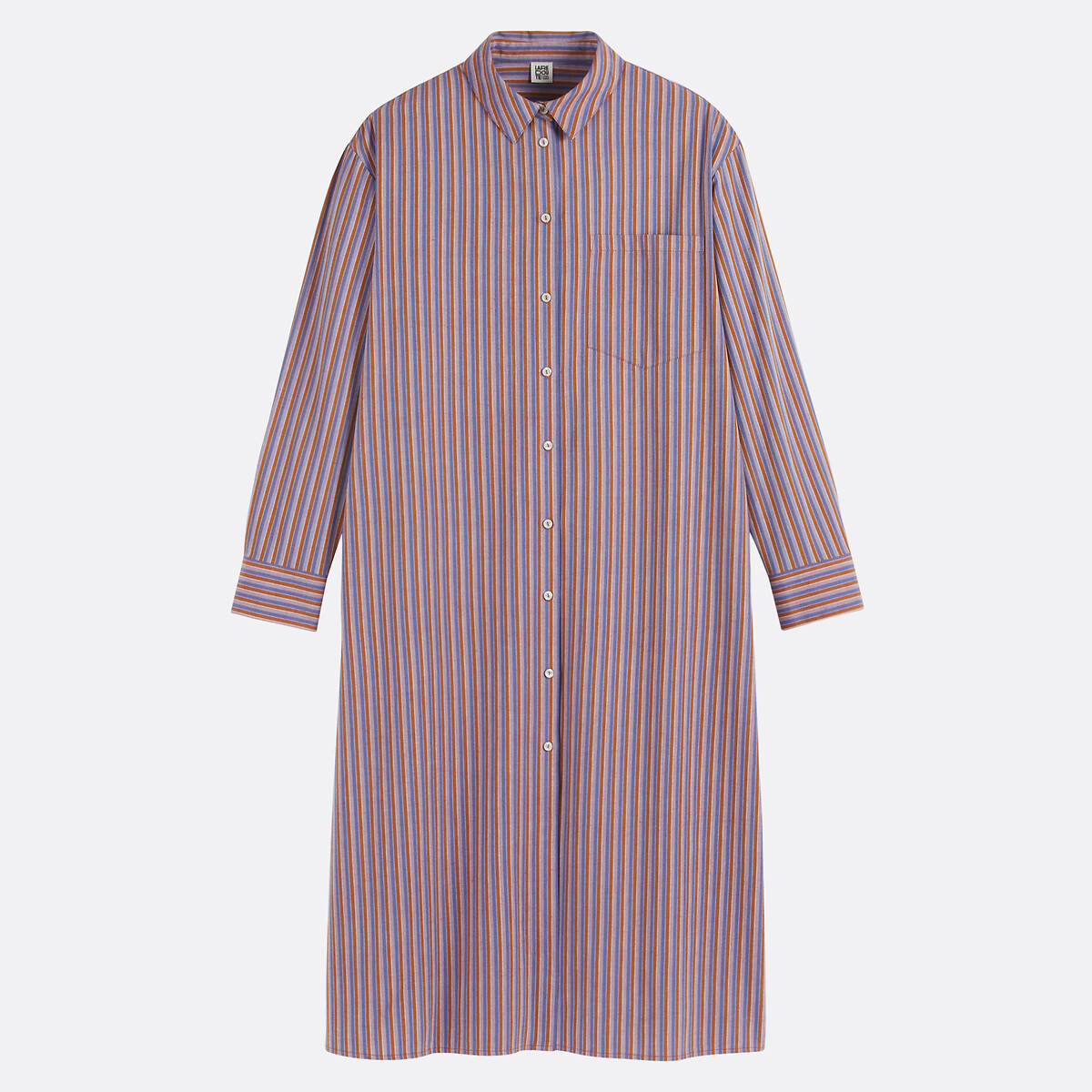 COLEÇÃO LA REDOUTE<br>Vestido camisa longo com mangas compridas e listras