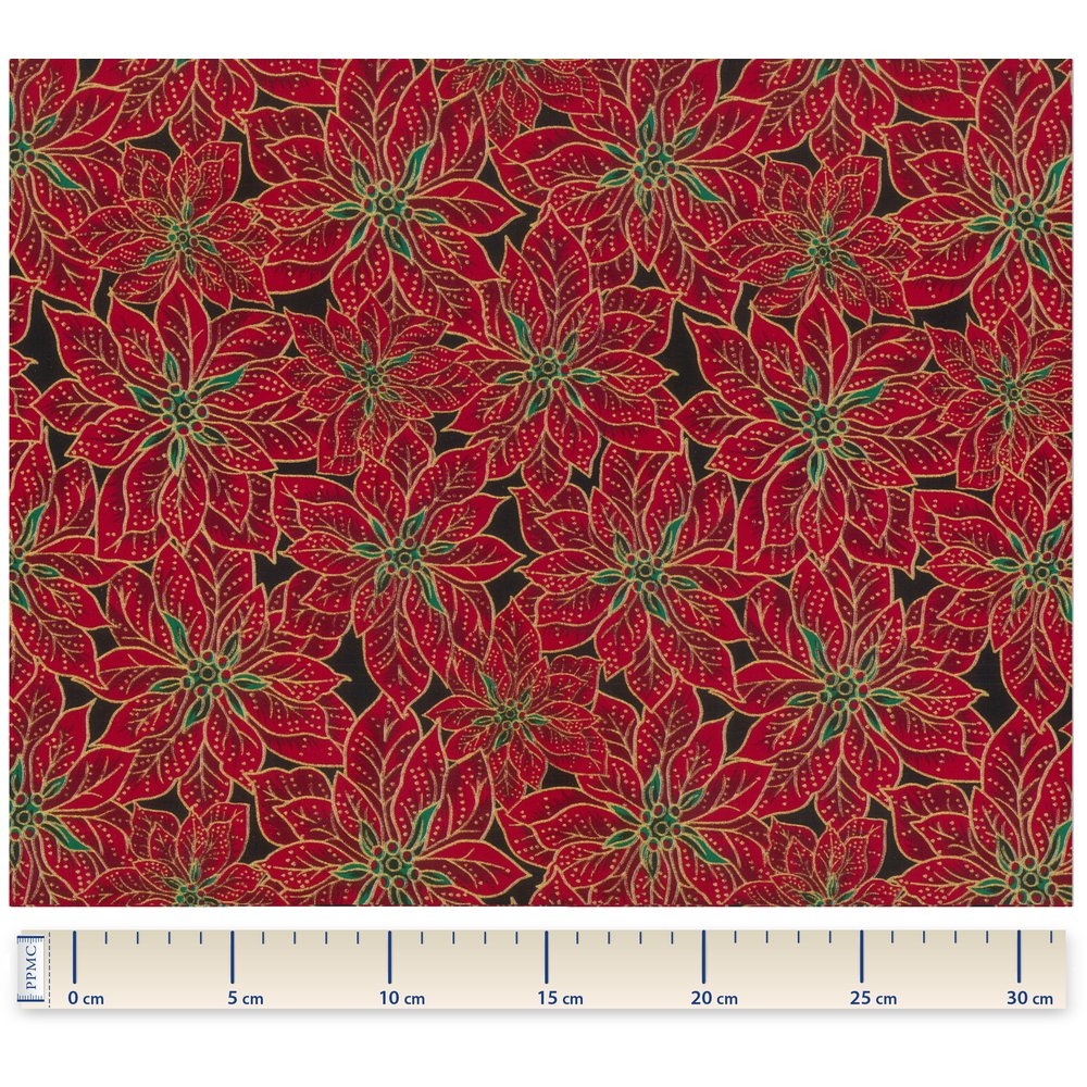 Coupon Tissu 50 Cm Poinsettia Doré Ex1106