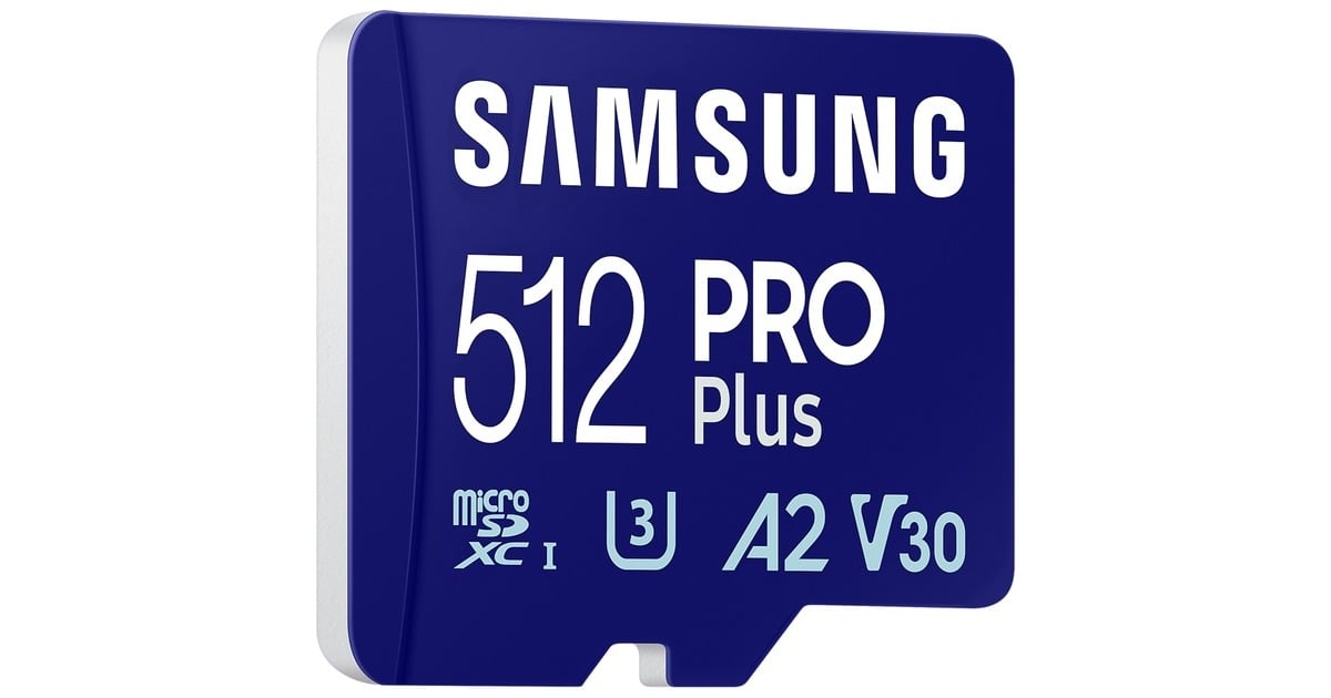 SAMSUNGPRO Plus 512 GB microSDXC (2023) geheugenkaart  (Blauw, UHS-I U3, Class 10, V30, A2)