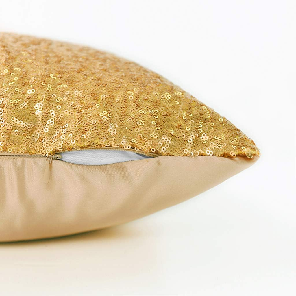 (2er Set) 45x45cm Pailletten Kissen Bezug Home Deko Kissenhülle - Gold
