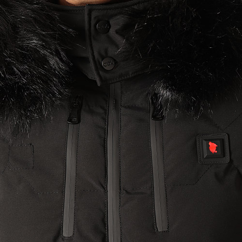 Doudoune Chauffante Capuche Fourrure Val D'Isère Noir
