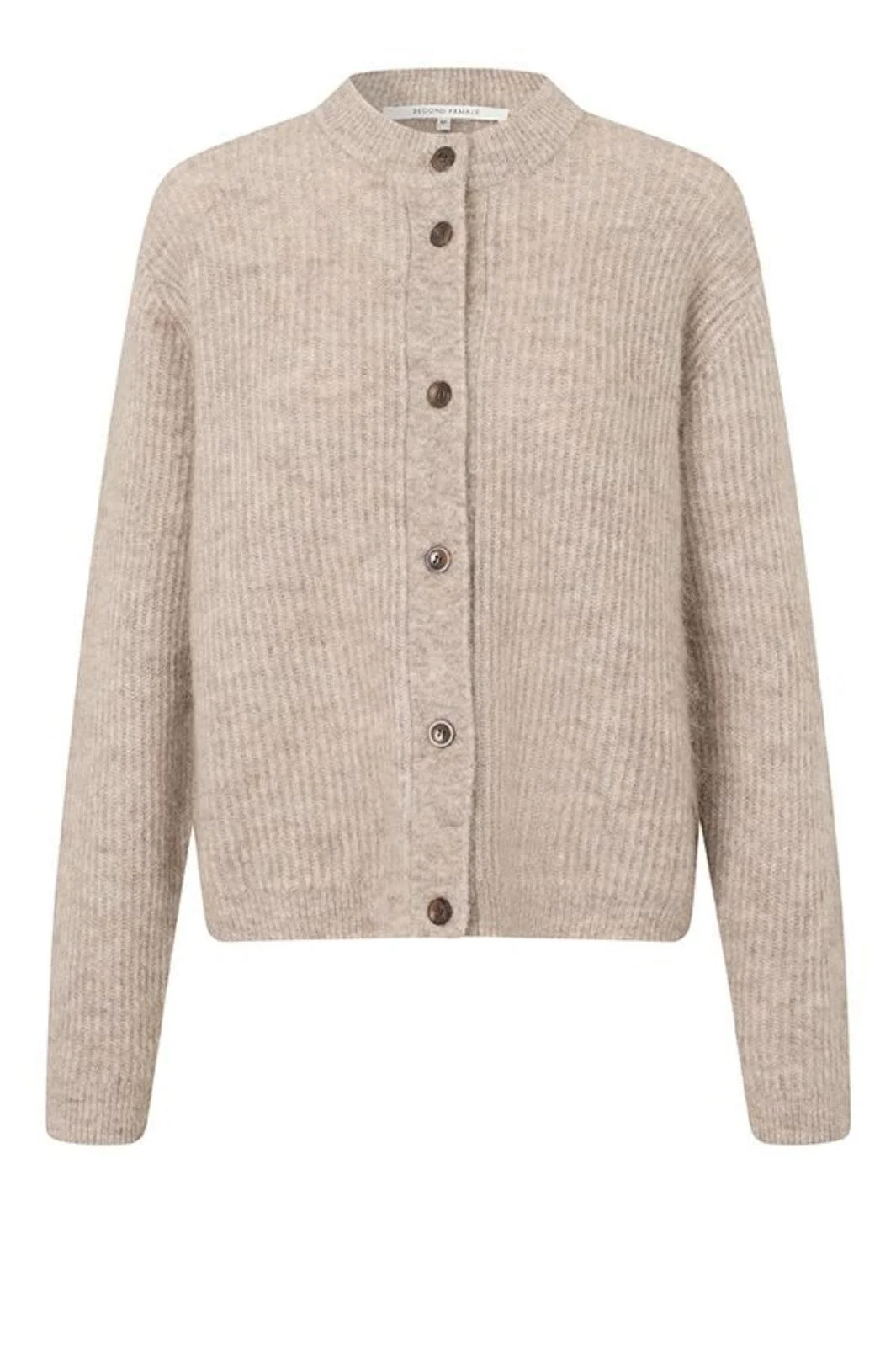 Second Female Brook Knit Rib Cardigan 57878 beige melange