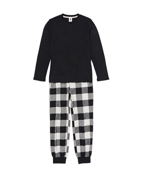 pyjama flanelle gaufre carreaux pour enfant noir