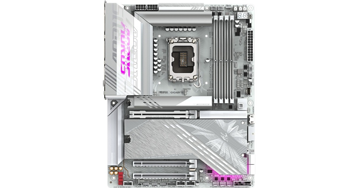 GIGABYTEZ890 AORUS ELITE X ICE socket 1851 moederbord  (RAID, 2.5Gb-LAN, Wi-Fi 7, BT, Sound, ATX)