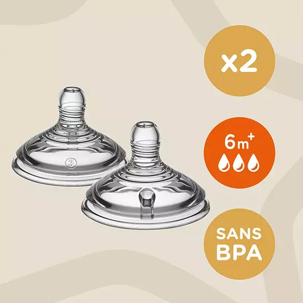 Tetina Tommee Tippee Closer To Nature de Fluxo Rápido, Pacote com 2 unidades