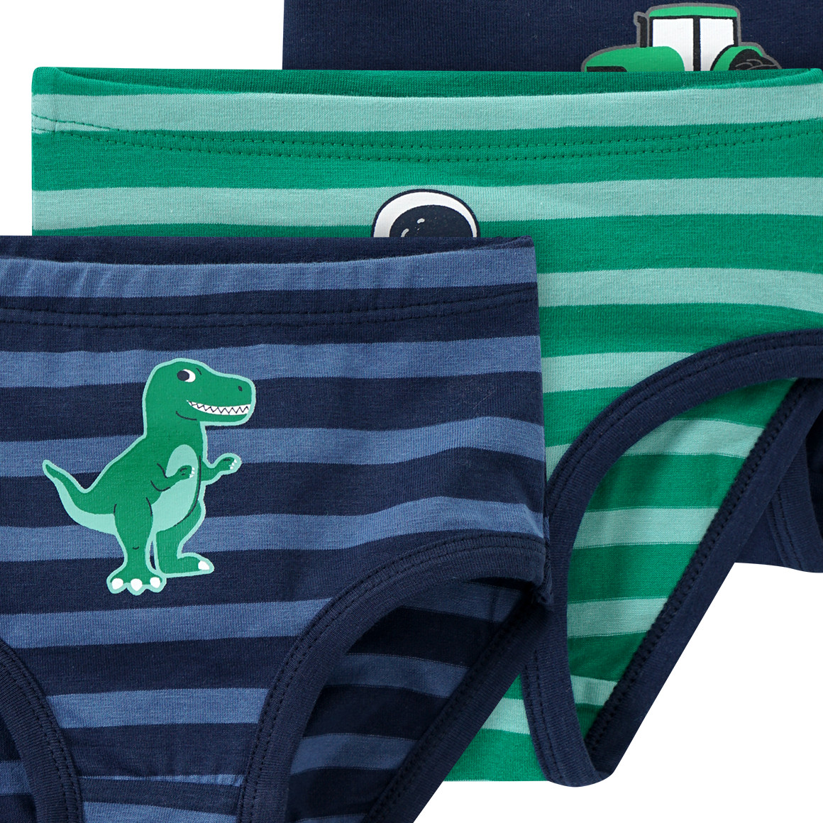 Topomini 3 Baby Slips in verschiedenen Dessins grün / blau / dunkelblau