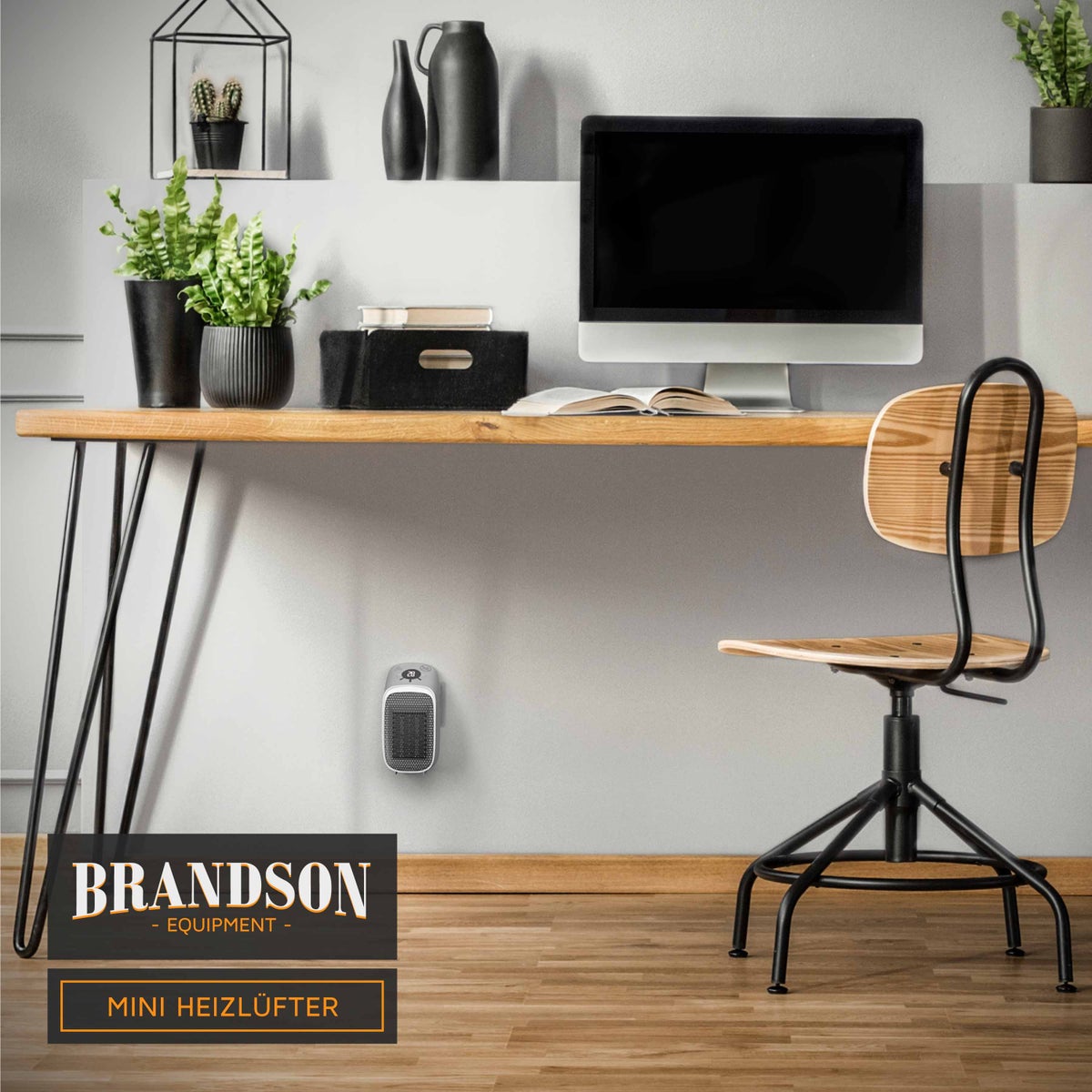 Brandson Plug-in ventilatorkachel met afstandsbediening en timer, 400W ventilatorkachel, oververhittingsbeveiliging, automatische uitschakeling, wit