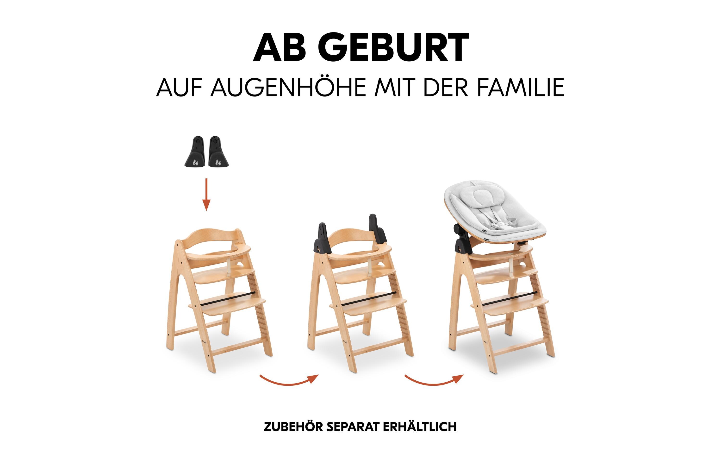 Hochstuhl Arketa N Play Beech<br>Stilvolle Holzhochstuhl mit Play Tray im Set