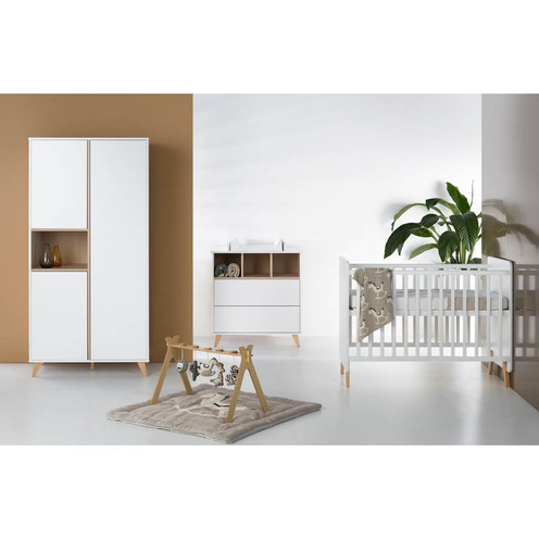 Chambre TRIO Lit 70x140 Commode Armoire LOFT Blanc - QUAX