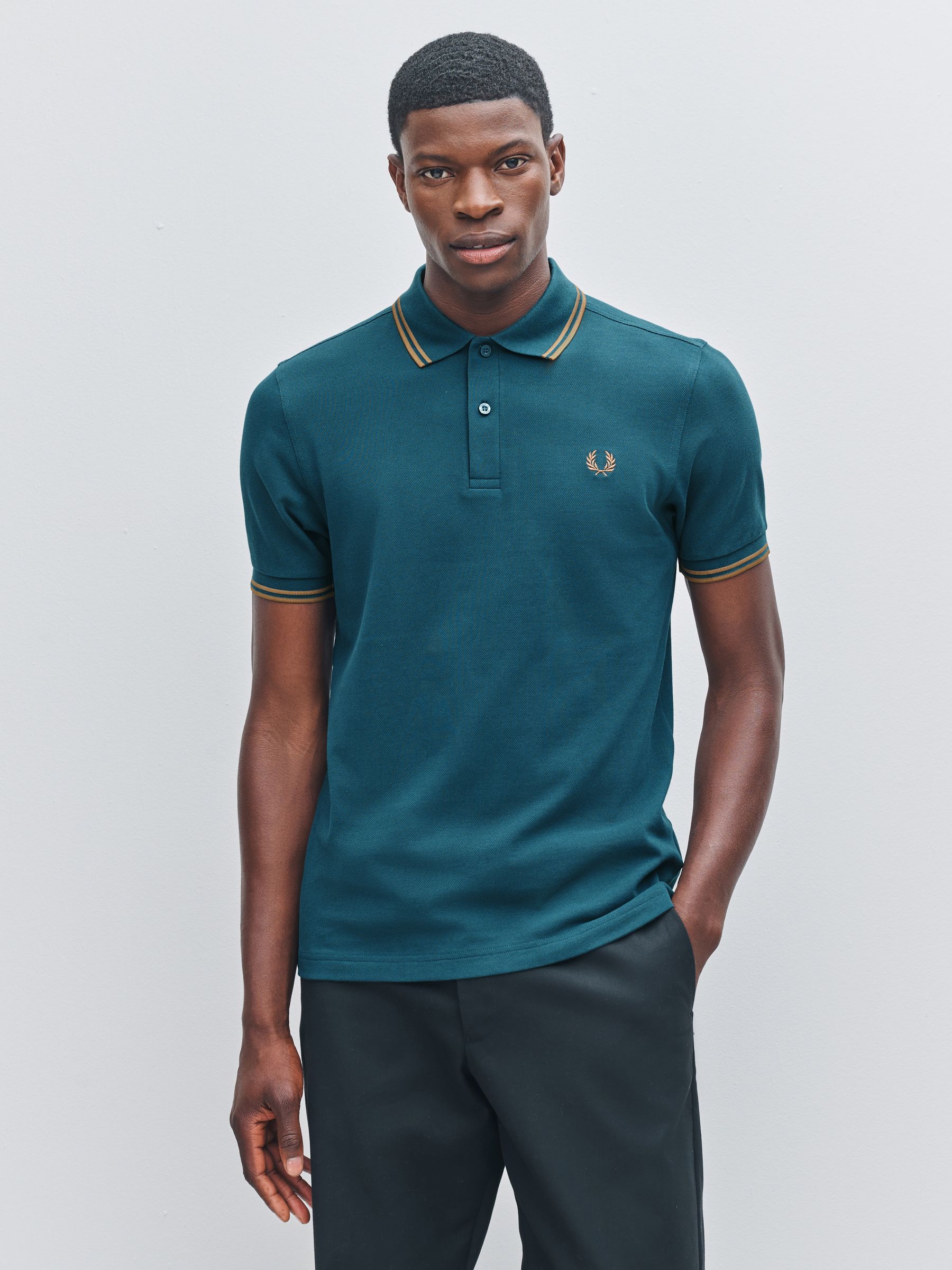 Blauw - Fred Perry Twin Tipped Brown Polo Shirt