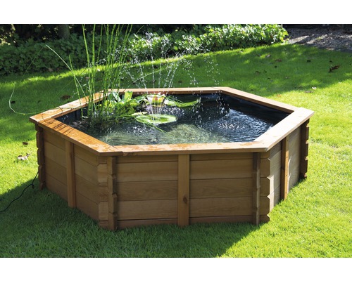 Verhoogde vijver, minivijver dobar Hexagon 330 l 149 x 128,5 x 40 cm bruin
