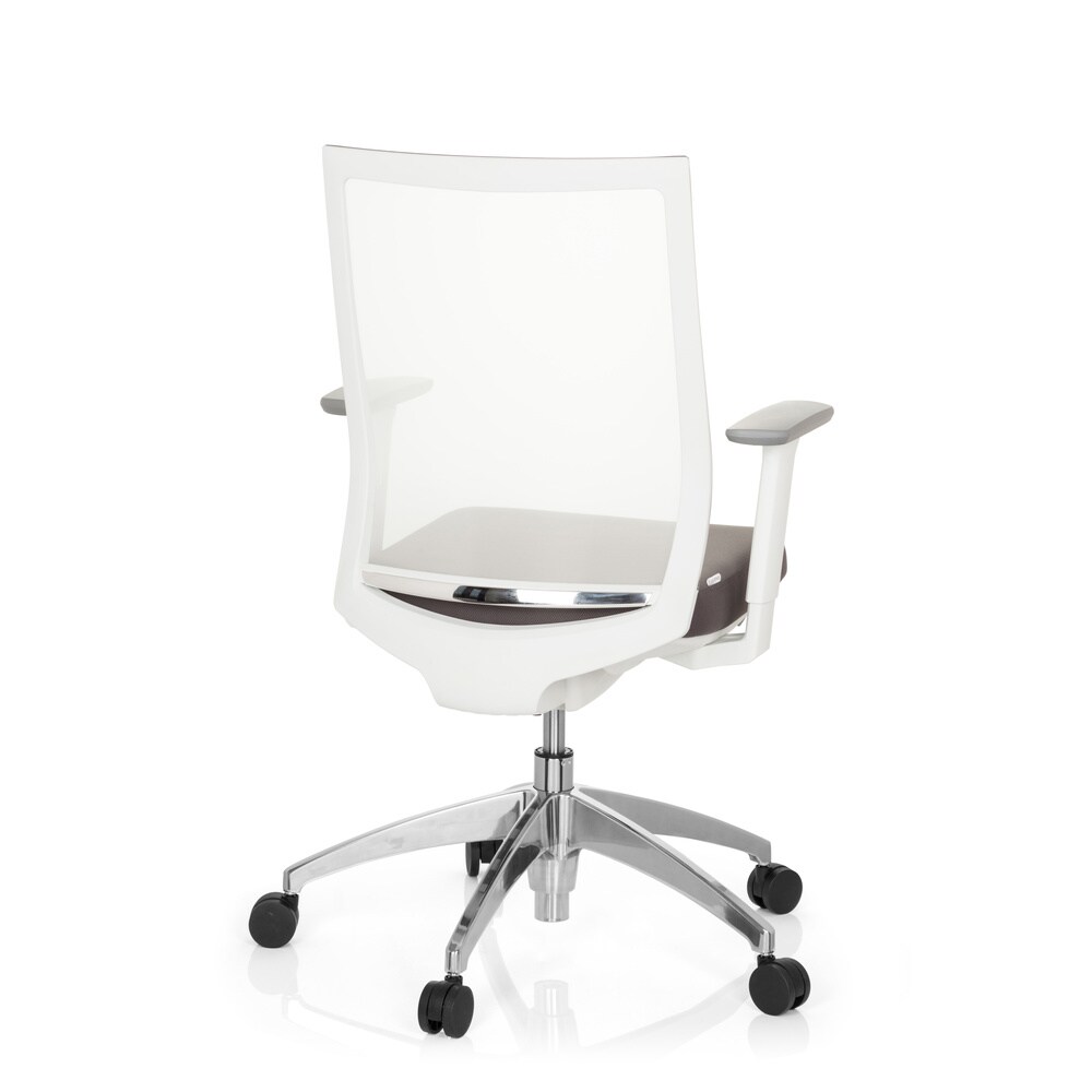 Profi Bürostuhl ASPEN WHITE Stoff/Netzstoff mit Armlehnen (höhenverstellbar) hjh OFFICE
