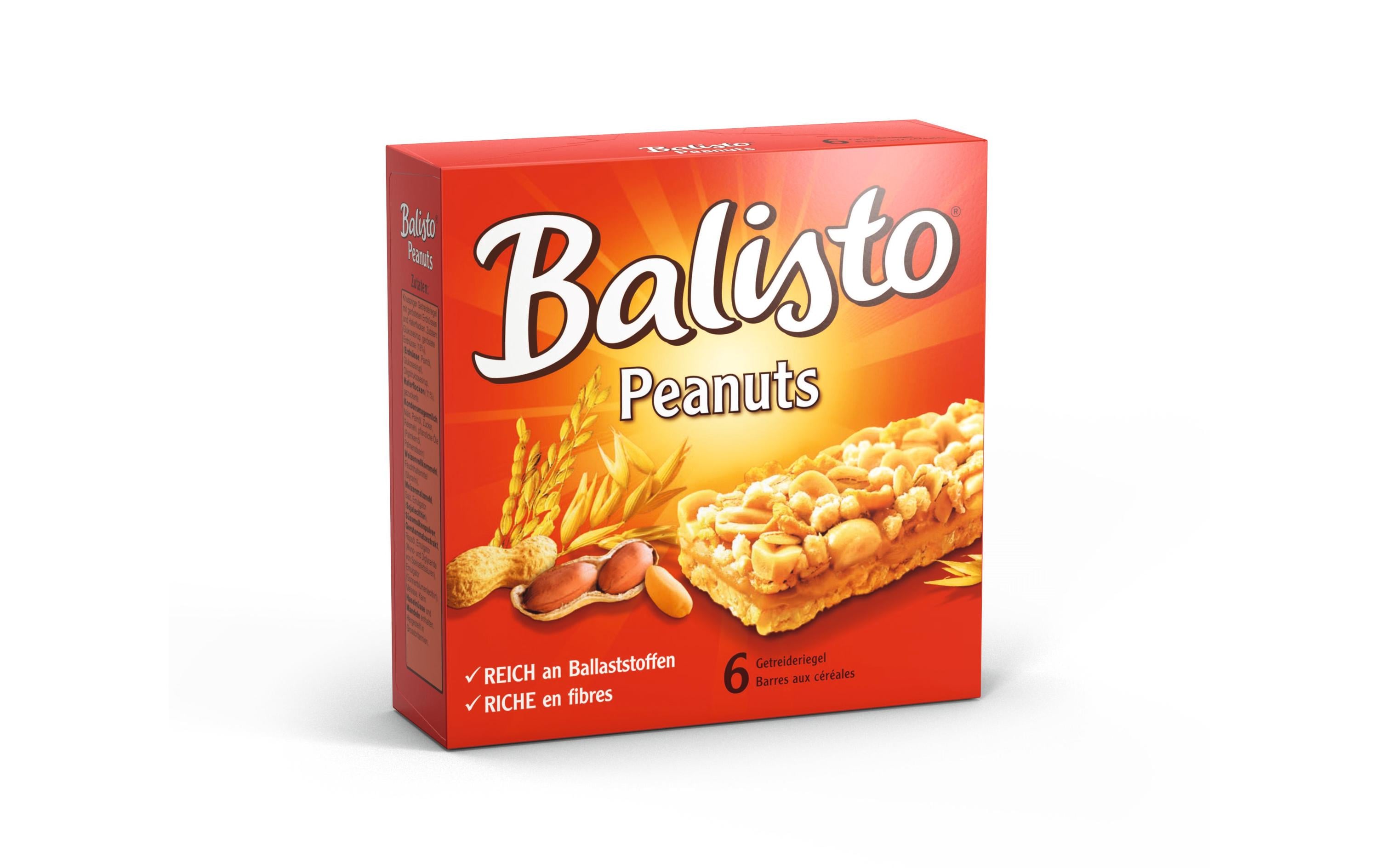 Riegel Peanuts 6 StückReichhaltiger Getreideriegel mit Erdnüssen