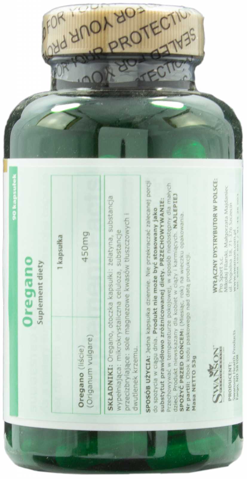 Swanson Orégano 450 mg 90 cápsulas