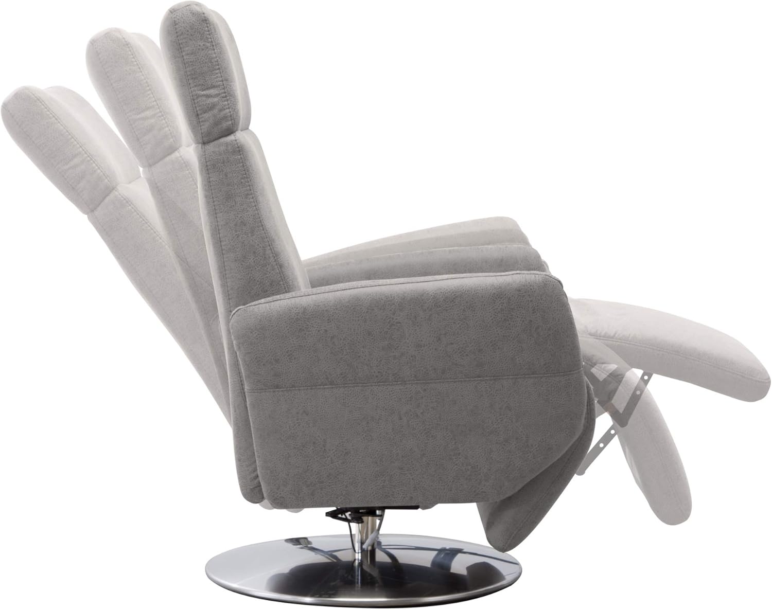 Cavadore TV-Sessel Cobra mit 2 E-Motoren / Elektrischer Fernsehsessel mit Fernbedienung / Relaxfunktion, Liegefunktion / Ergonomie S / Belastbar bis 130 kg / 71 x 108 x 82 / Lederoptik Hellgrau