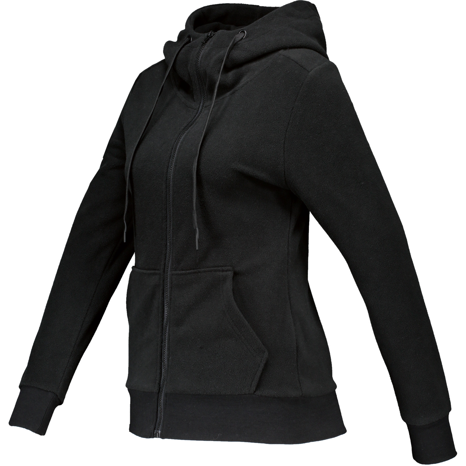 Damen-Polarfleecejacke mit Kapuze M, schwarz