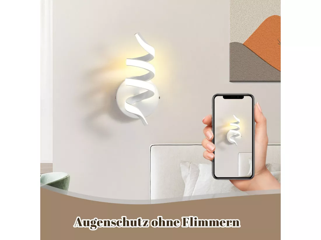NETTLIFE Applique murale LED d'intérieur noire moderne 7 W pour escalier Blanc chaud 3000 K