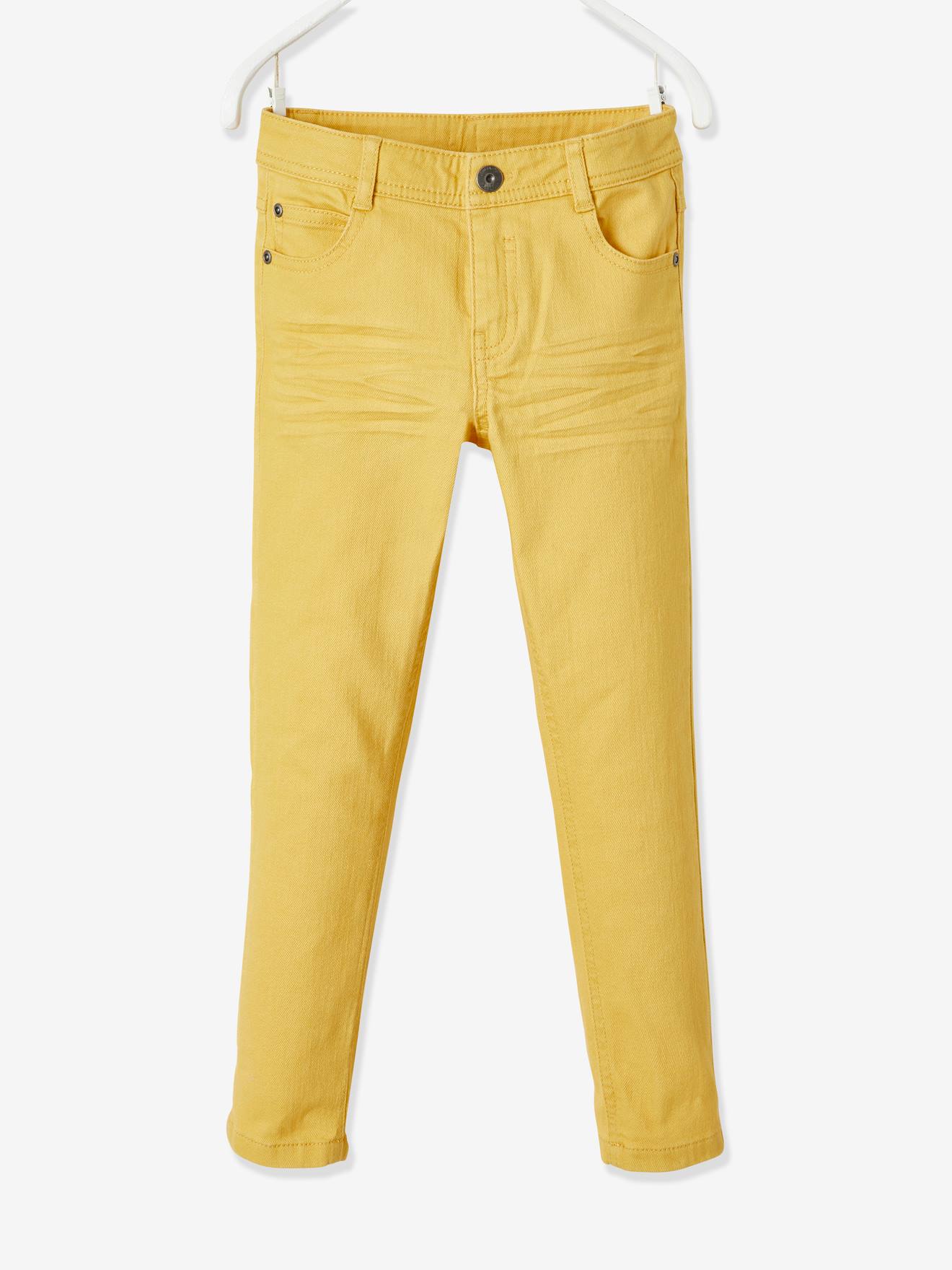 Calças MorphologiK slim para meninos, largura no quadril, corte slim, amarelo médio, lisas com estampa.