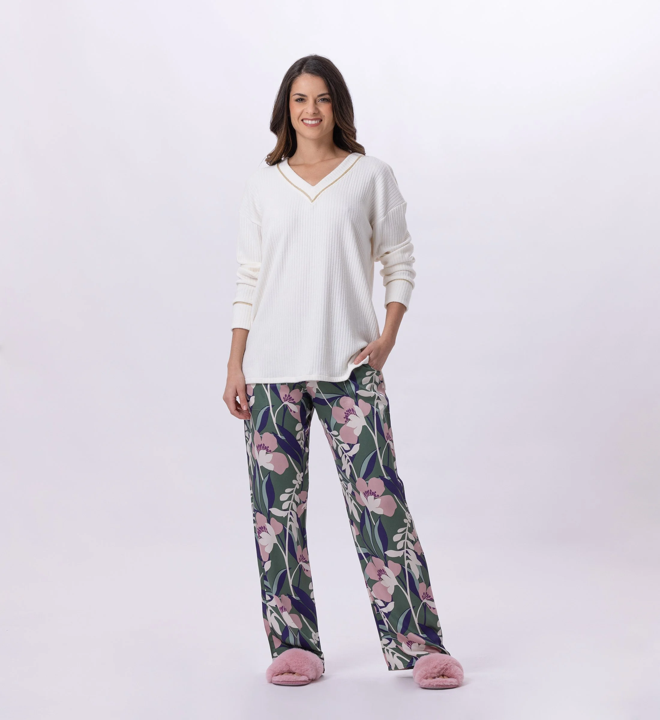 GIOIA 802 - Pyjama en maille tricot et viscose | Multicolore