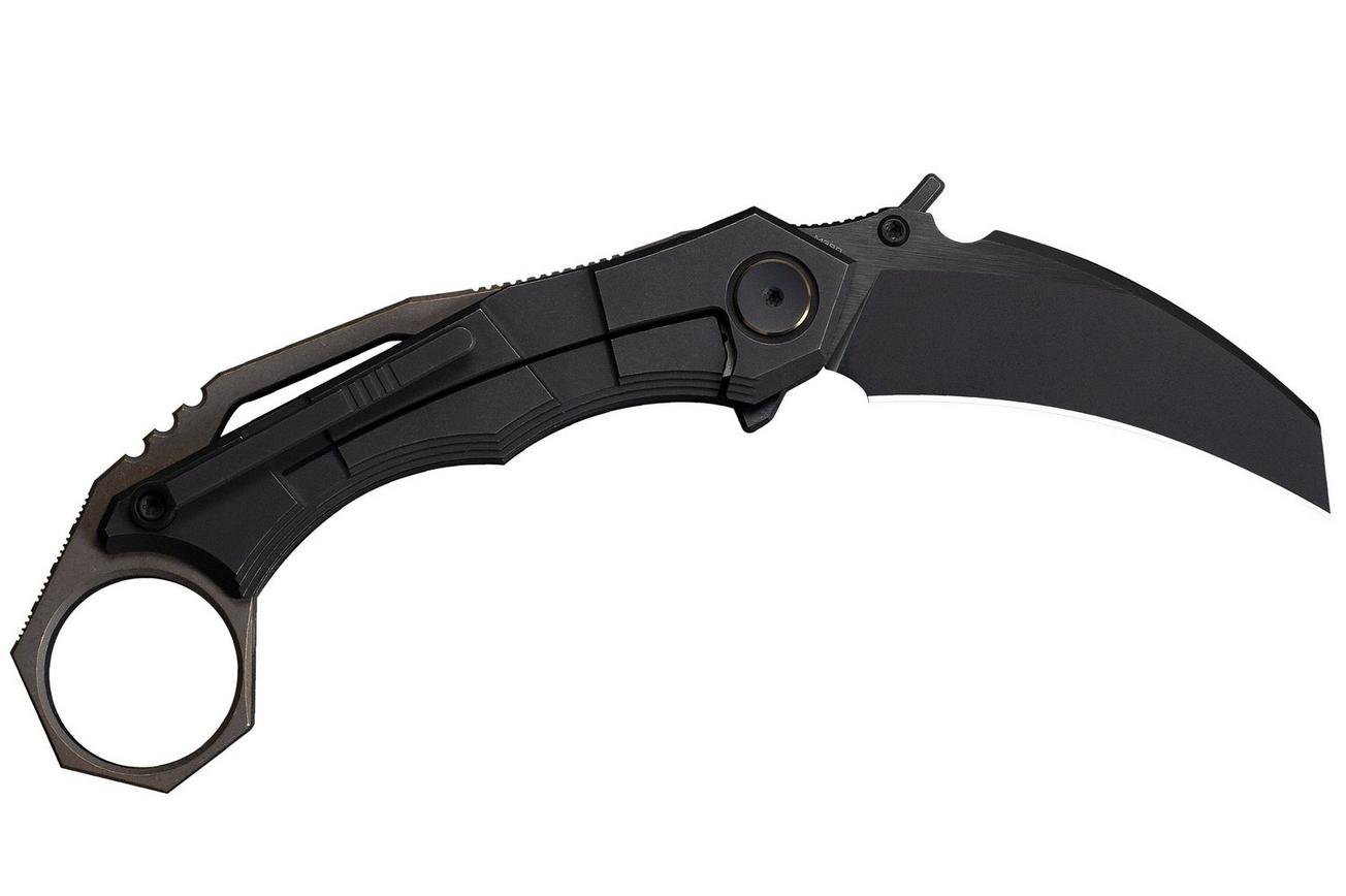 WE Knife Tayra WE24069-1 Blackwashed Bevels Black Brushed Flats Bohler M390, Black Titanium, zakmes