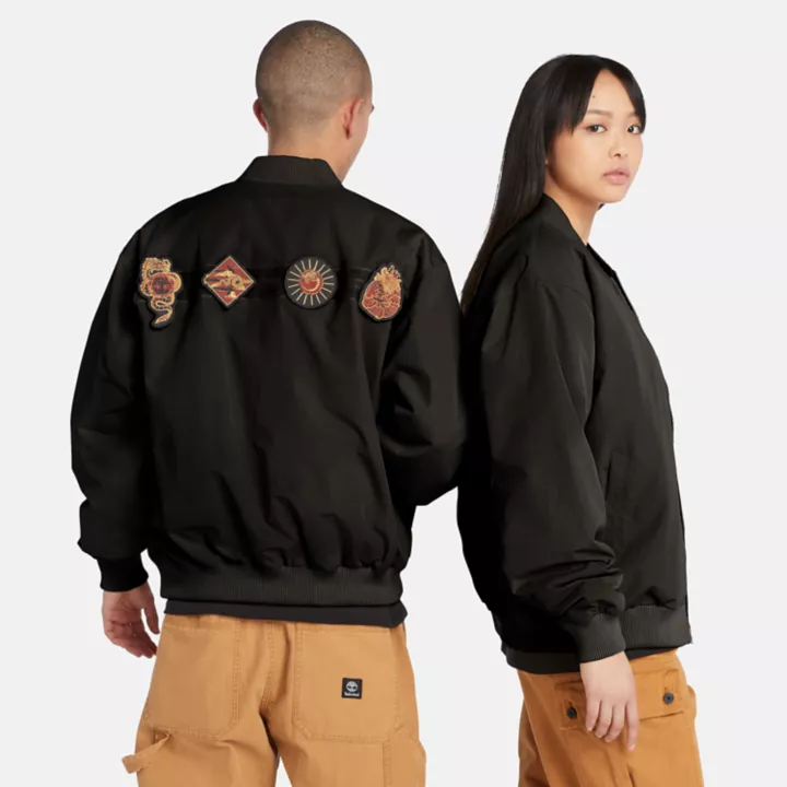 Veste bomber unisexe à écusson Lunar New Year en noir