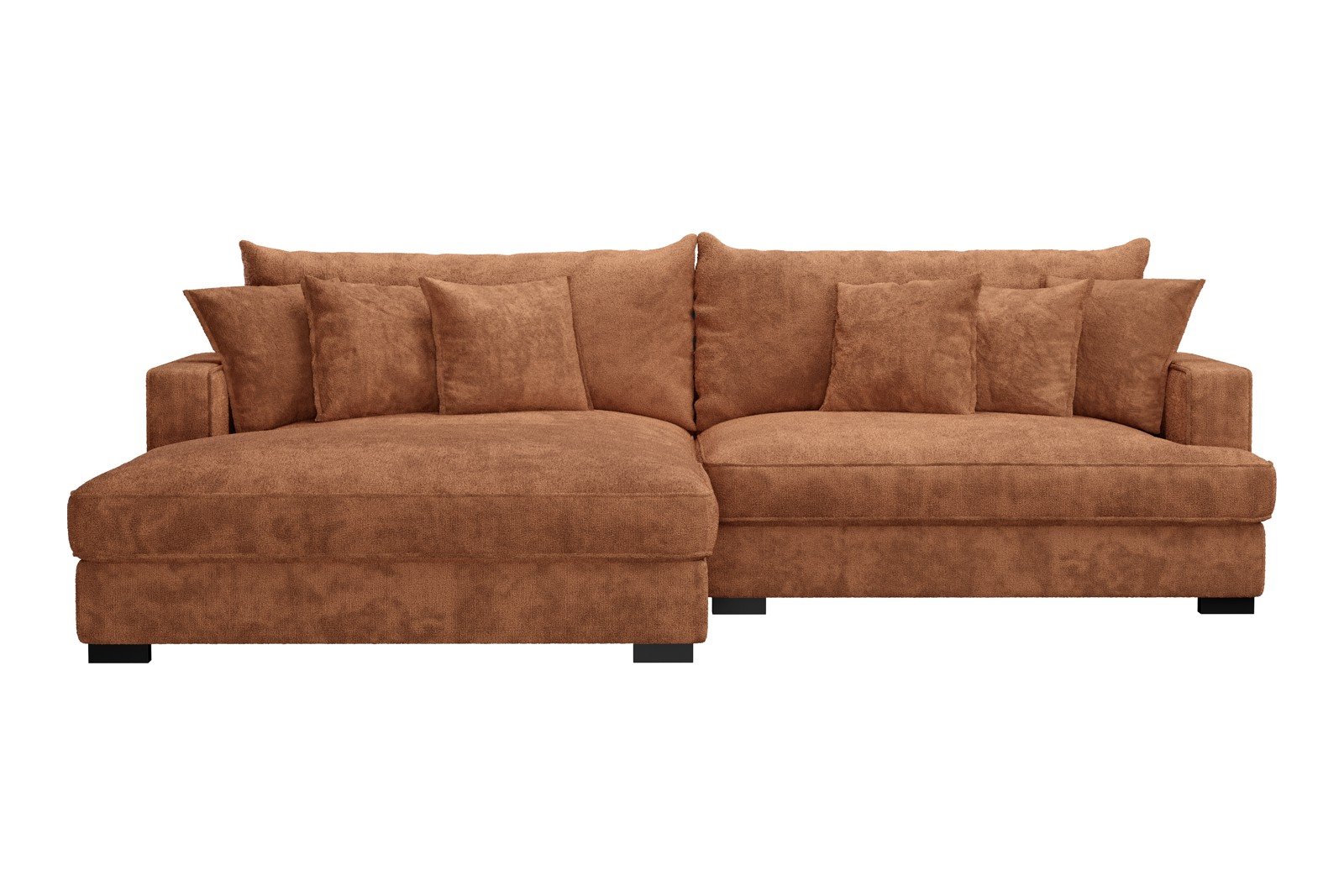 Rossi 2-seter med XL sjeselong venstre Tekstil Genesis 9 Deep Terra, arm A med sorte ben. Std. Komfort.