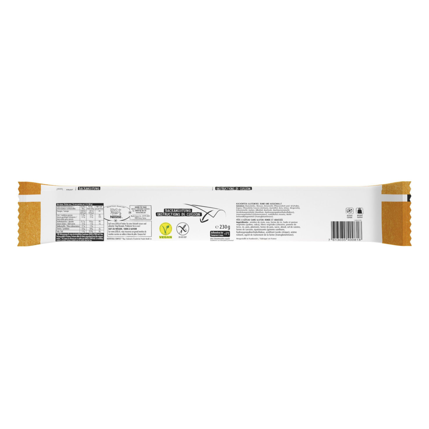 Leisi Kuchenteig rund ausgewallt Ø32cm glutenfrei