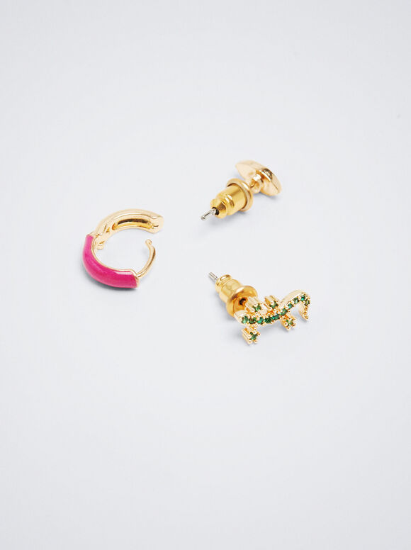 Conjunto de Anéis com Berloques e Zircônias - Multicor