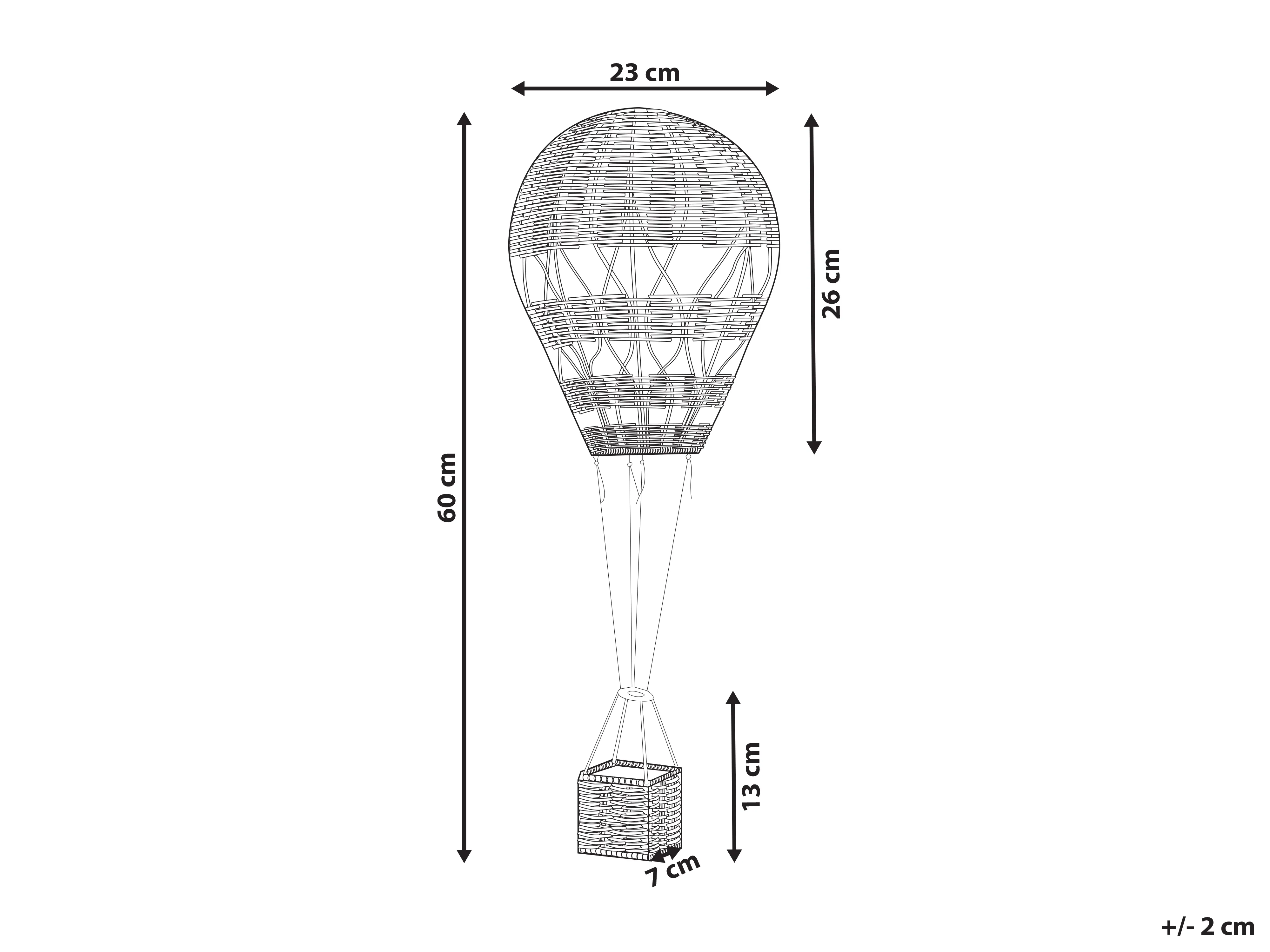 Wanddecoratie Ballon BEMBA Rotan 60 cm Natuurlijk