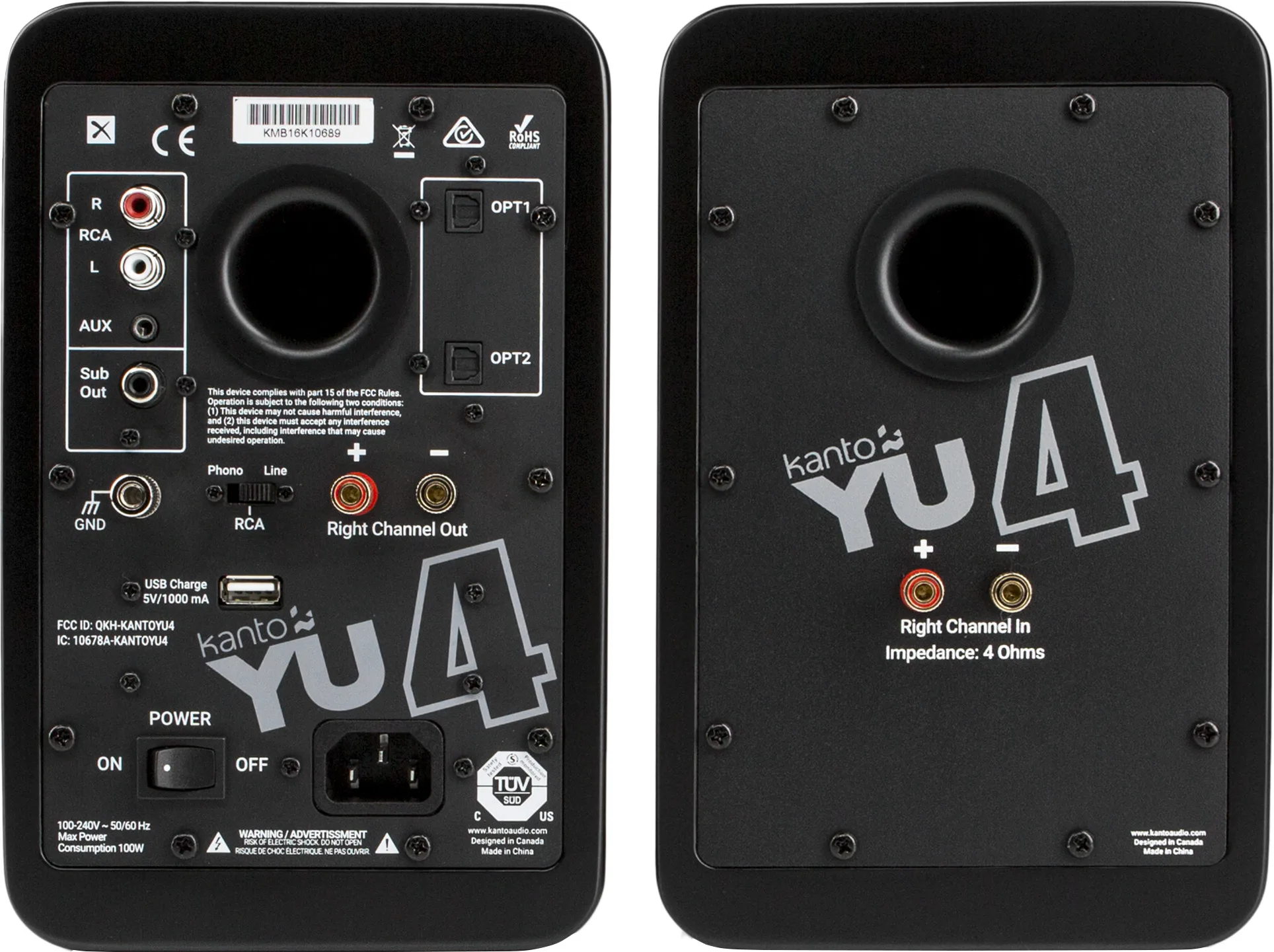 Kanto YU4 Noir mat (la paire) Enceintes sans fil hi-fi